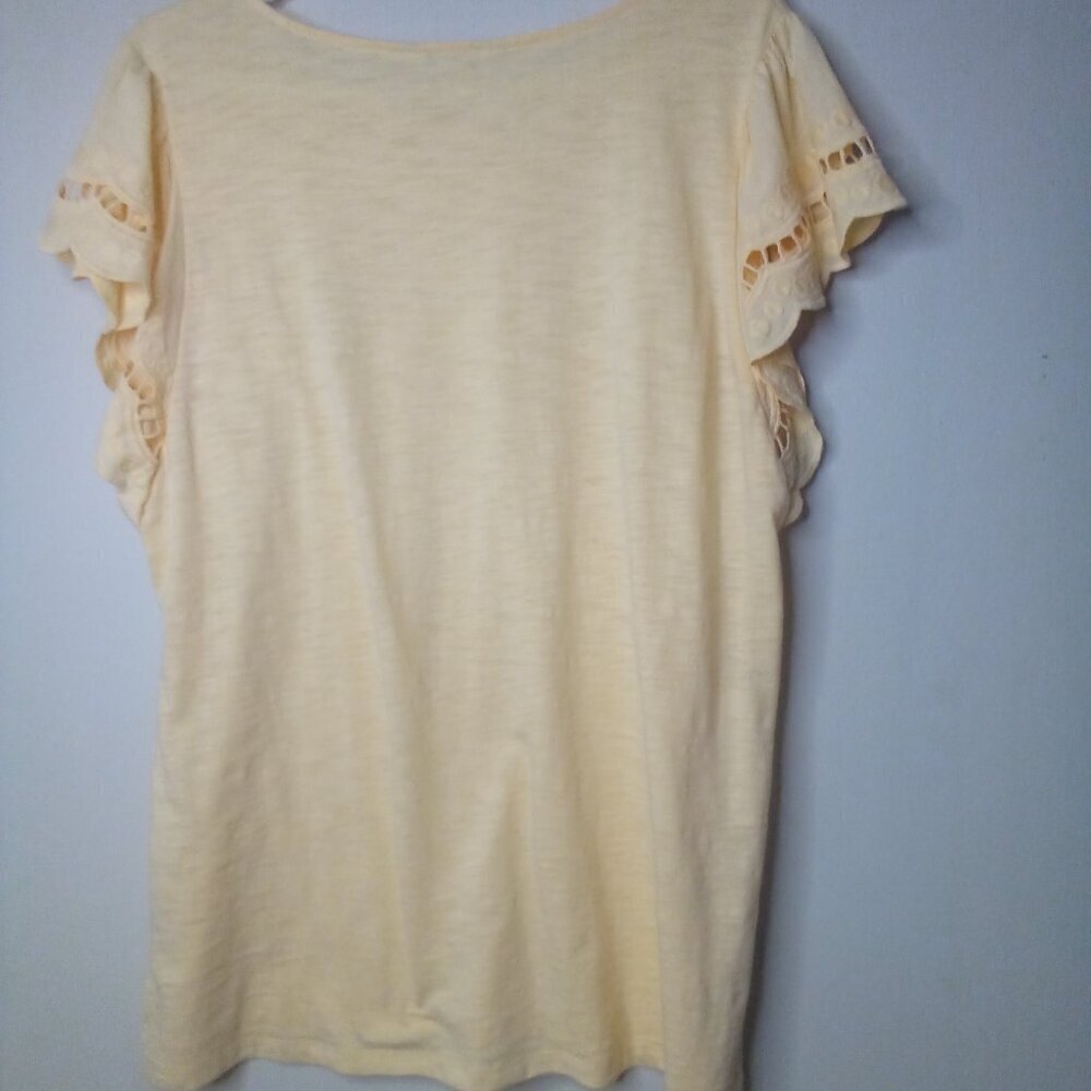 Liz Claiborne Shirt Women XL Eyelet Scallop Short Sleeve Peach Light Orange - Picture 12 of 15